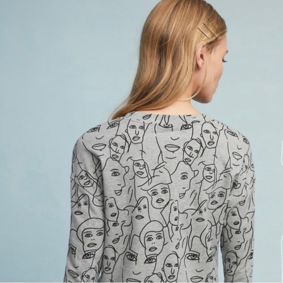 Anthropologie Eva Franco Forever Face Peplum Sweatshirt - Picture 2 of 5